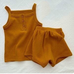Jack & Bo NEW Sid Top & Short Set Size 18-24 Months Mustard Brown